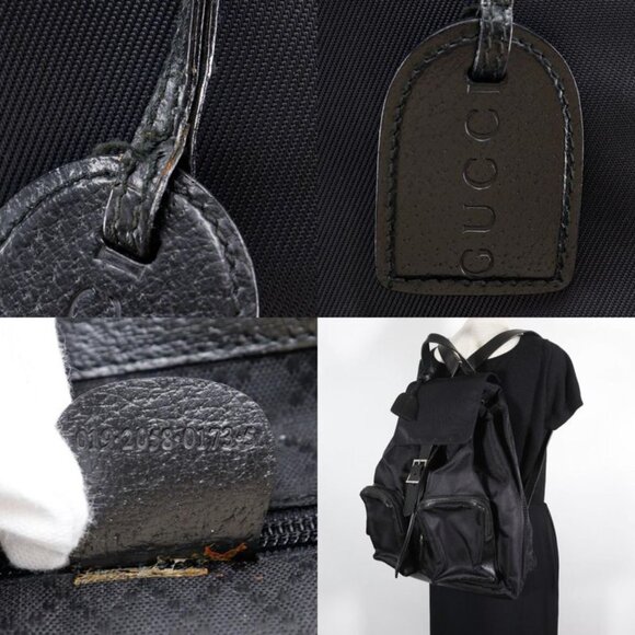 Gucci 019.2058.0173.5 Nylon Canvas And Leather Black Backpack Daypack main image 9